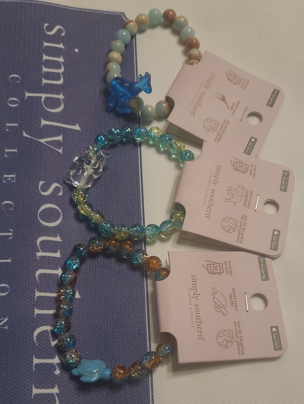 Simply Southern Tracking Bracelet You Qty 1 Turtle, 1 Giraffe 1 Elephant